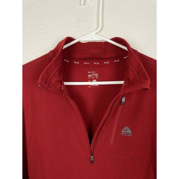 NIKE ACG Pullover 1/4 Zip Quarter Zip Red Gray Fit Dry Long Sleeves XXL 2XL - Picture 4 of 11